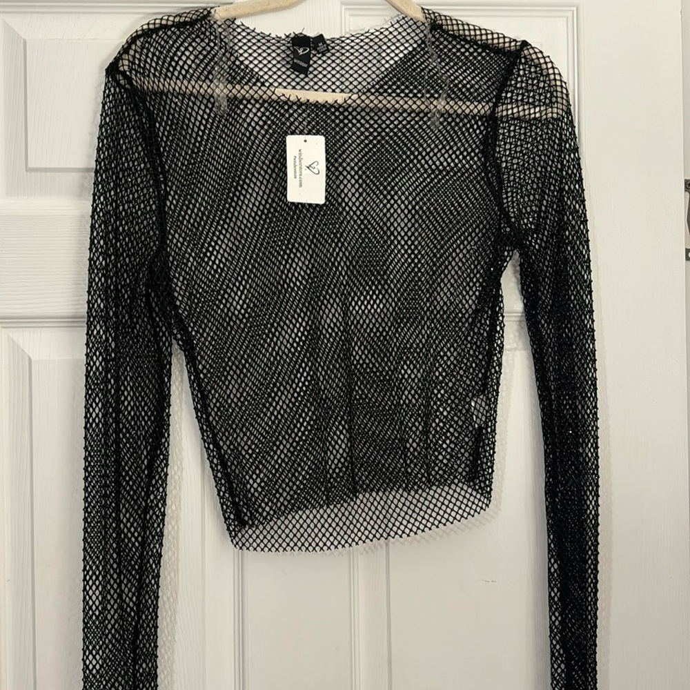 Windsor fishnet black rhinestone